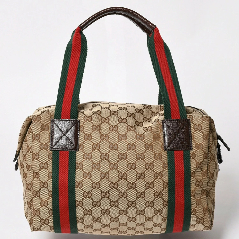 Gucci GG canvas Sherry Boston bag tote Leather Brown